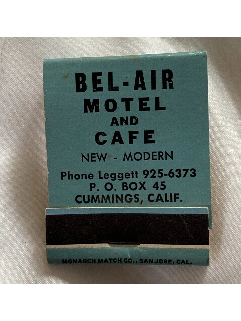 Vintage Matchbook - Bel-Air motel And Cafe In Cummings, California, Unused New